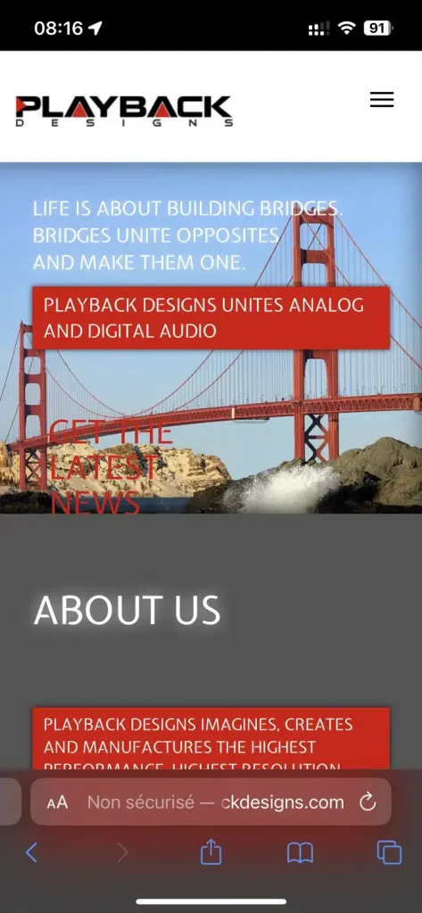 01 - Sur votre téléphone ou tablette, visitez le site Playback Designs