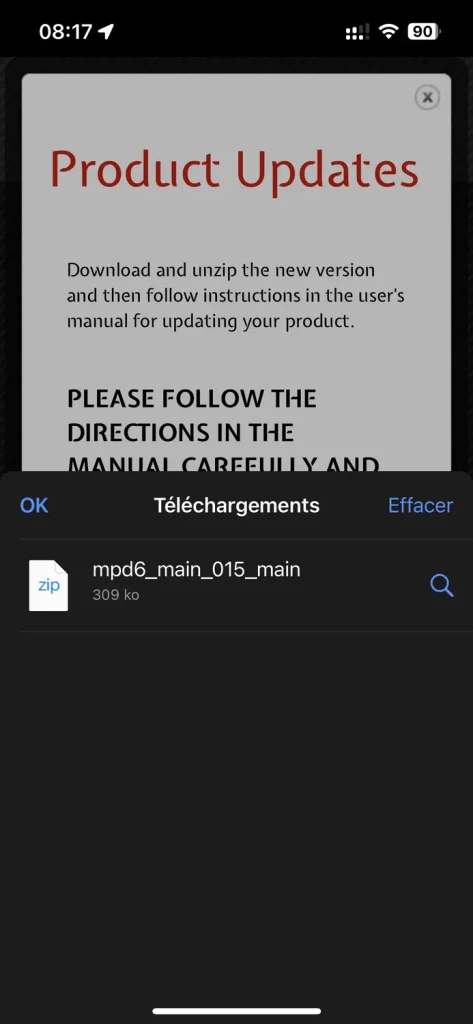 08 - Sélectionnez le fichier de mise à jour