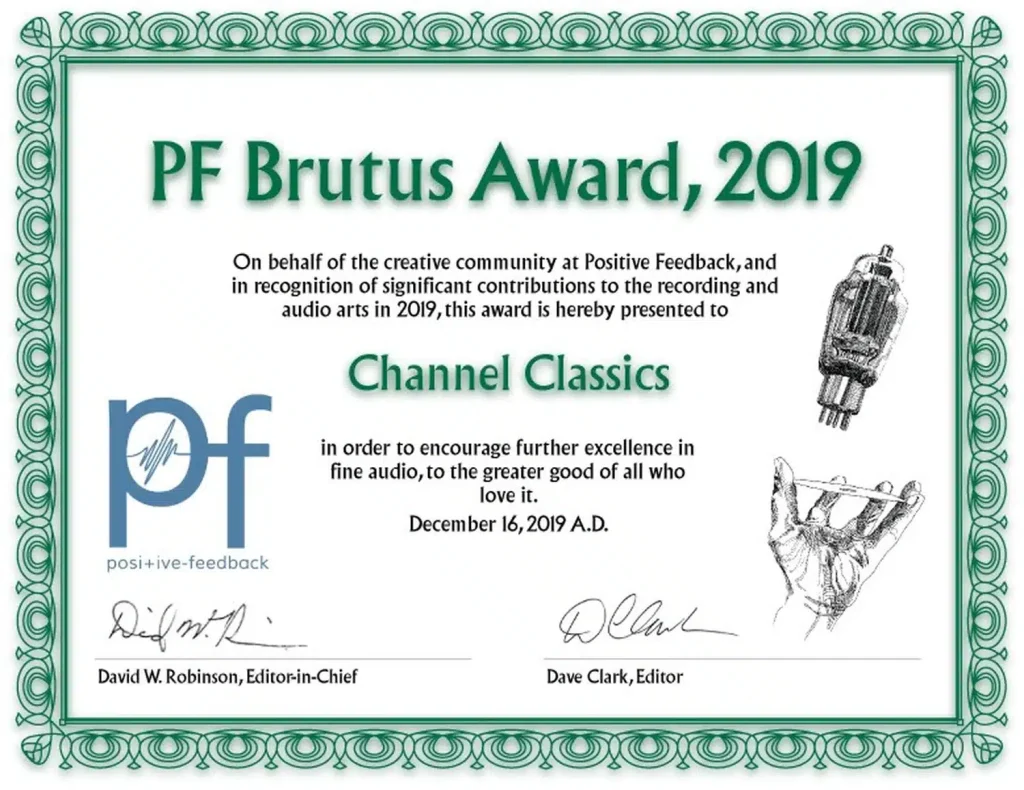 POSITIVE FEEDBACK Brutus Award 2019 CHANNEL CLASSICS Resultat