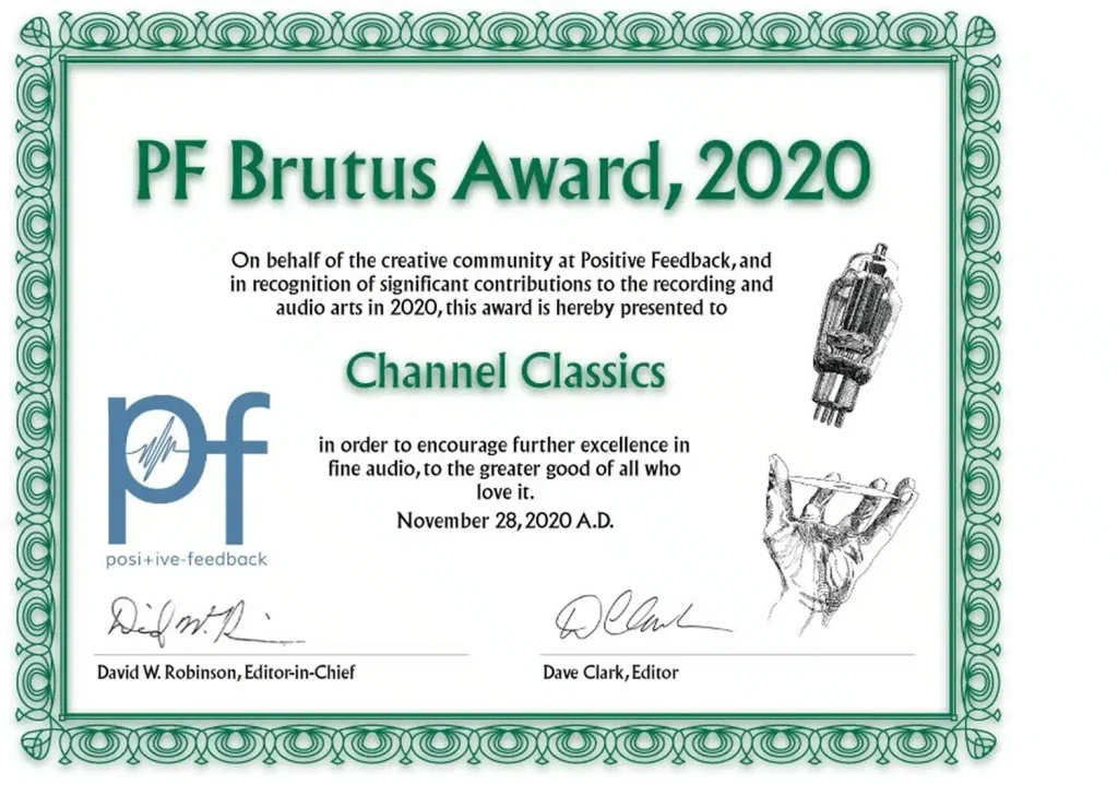 POSITIVE FEEDBACK Brutus Award 2020 CHANNEL CLASSICS Resultat